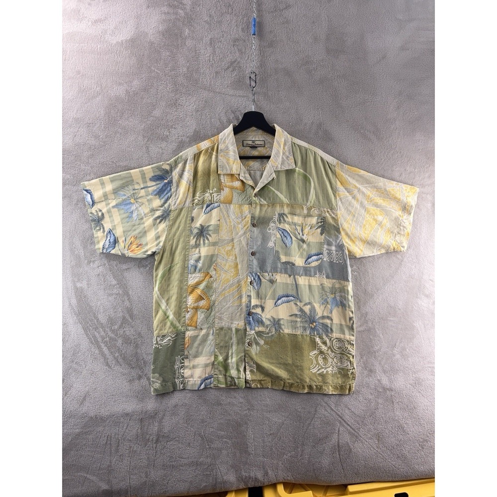 Tommy Bahama Camp Shirt Mens Size Large Multicolor Silk Hawaiian Tropical Floral